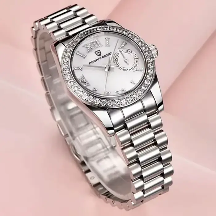Montre-bracelet Pagani Design VH65 en acier inoxydable avec cristal de saphir pour femmes occasions spéciales résistante à l'eau antique