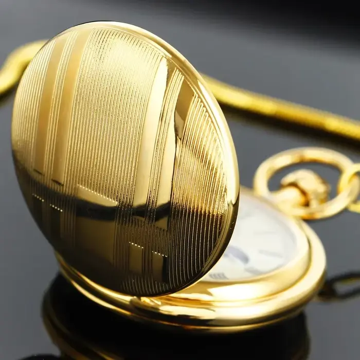 Montre de poche mécanique automatique en or pour hommes et femmes
