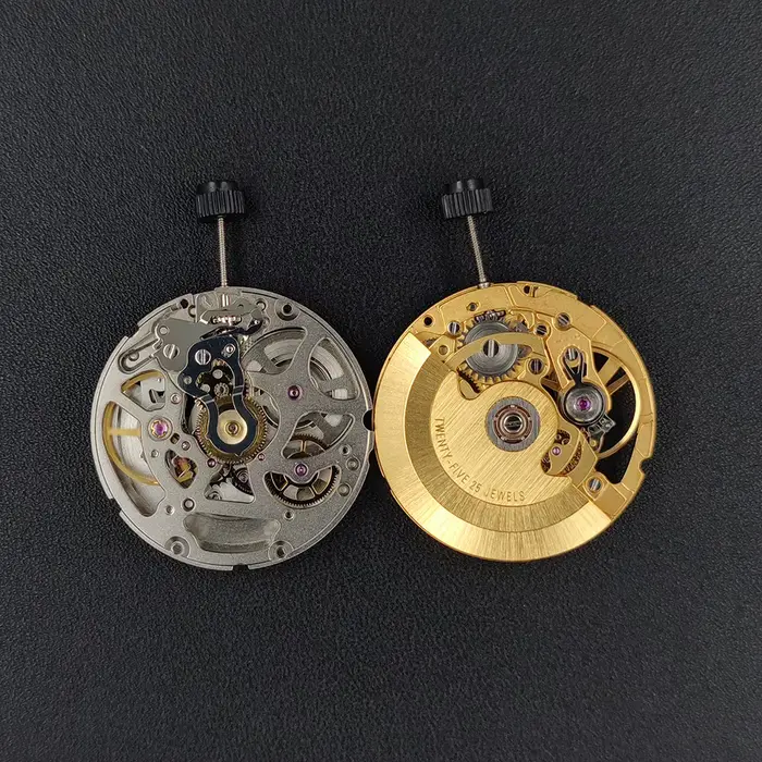 Montre mouvement automatique tricoté doré et métal argenté avec roue de date polices variées pour homme et femme occasions spéciales
