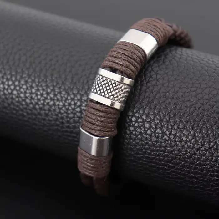 Nouveaux bracelets en cuir tressé en métal pour hommes et femmes
