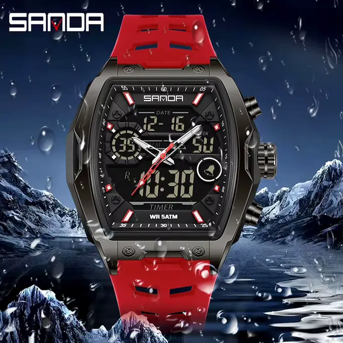 SANDA mode double affichage numérique hommes montre multifonctionnel en plein air Sport