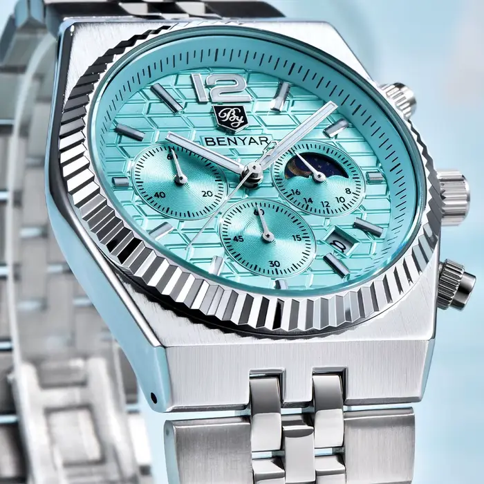 BENYAR nouveau 5225 montres à Quartz 40mm hommes montre multi fonctionnelle sport étanche chronographe saphir verre montre-bracelet cadeau