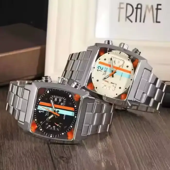 Montre mécanique automatique vintage pour homme avec cadran carré unique