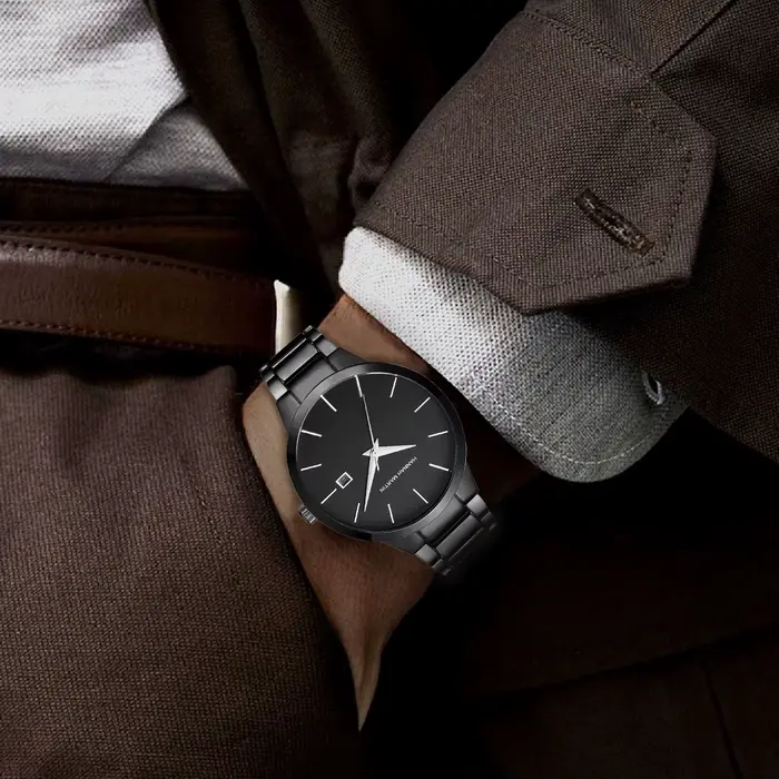 Hannah Martin montre en acier inoxydable pour hommes mode affaires Style noir Style minimaliste 3Bar