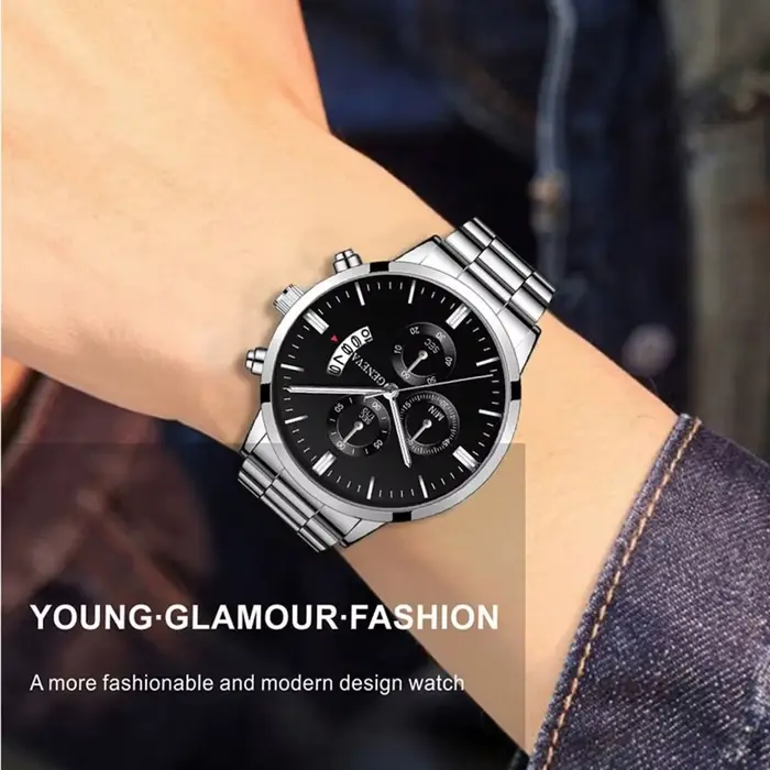 Mode hommes montre de luxe calendrier Quartz montre-Bracelet montres d'affaires homme horloge mâle Bracelet