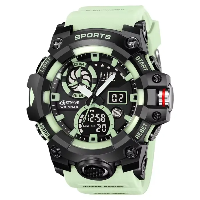 Montres sportives pour hommes STRYVE 2026 à double fuseau horaire montre numérique résistante à l'eau et aux chocs pour activités sportives et voyages