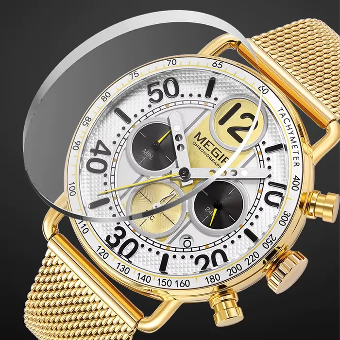 MEGIR homme d'affaires montre-bracelet Date chronographe étanche lumineux luxe hommes montre en acier inoxydable Quartz