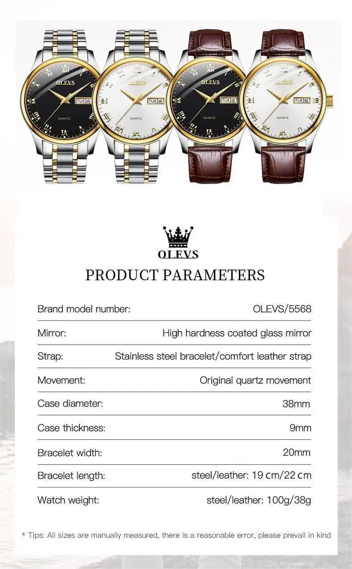 Montre à quartz OLEVS 5568 originale pour homme