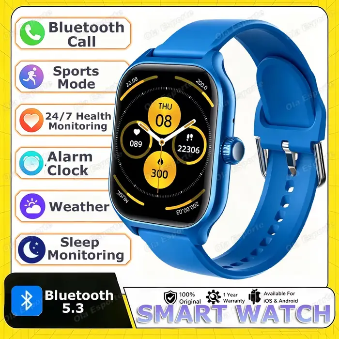 Montre connectée pour hommes et femmes, Bluetooth, appels téléphoniques, fond d'écran personnalisé, 