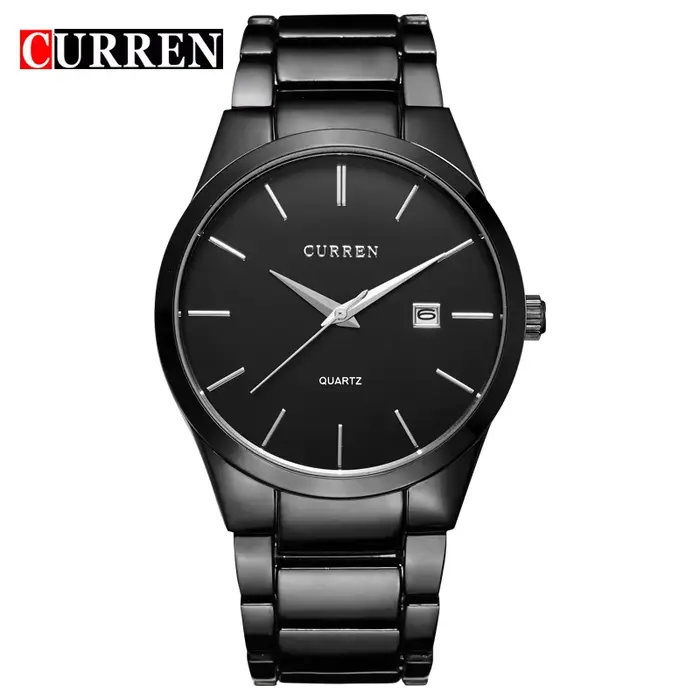 Noir Curren Top marque affaires hommes mâle montre de luxe décontracté entièrement en acier calendri