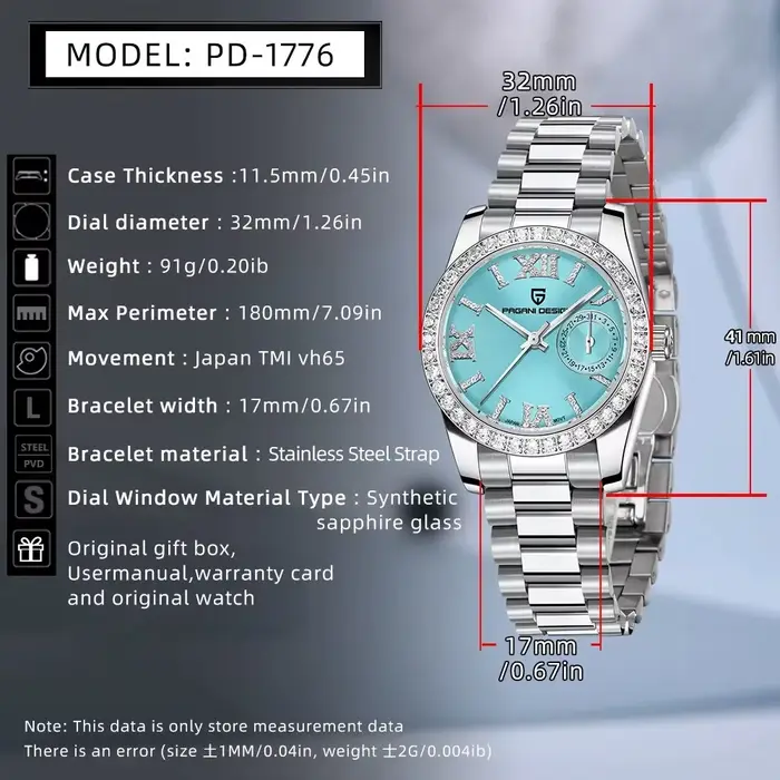 PAGANI DESIGN 32MM montre-bracelet de luxe pour femme japon TMI Movt montre à Quartz élégante pour les femmes mode étanche horloge saphir