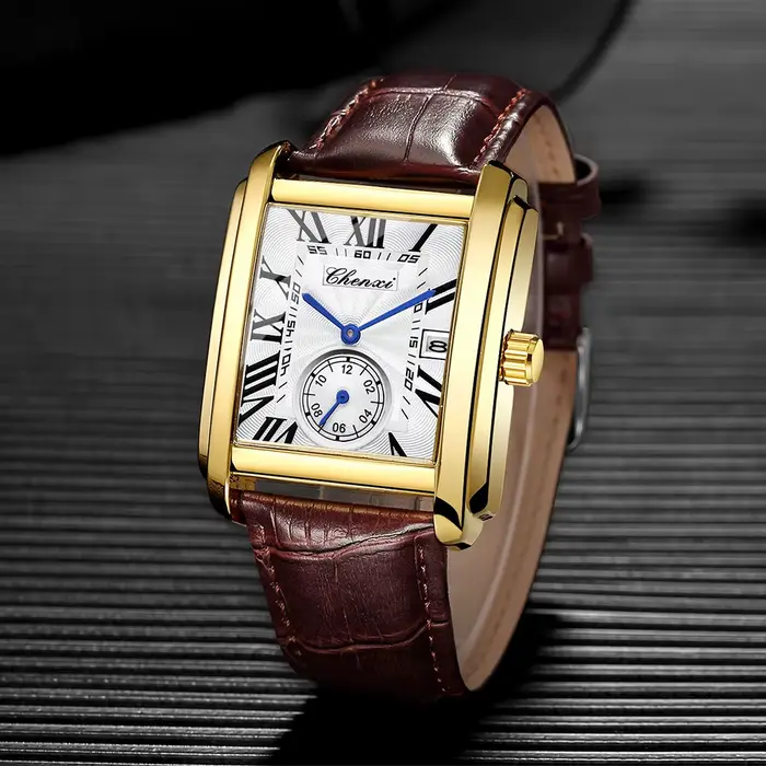 Montre à quartz carrée de marque CHENXI pour homme 2026