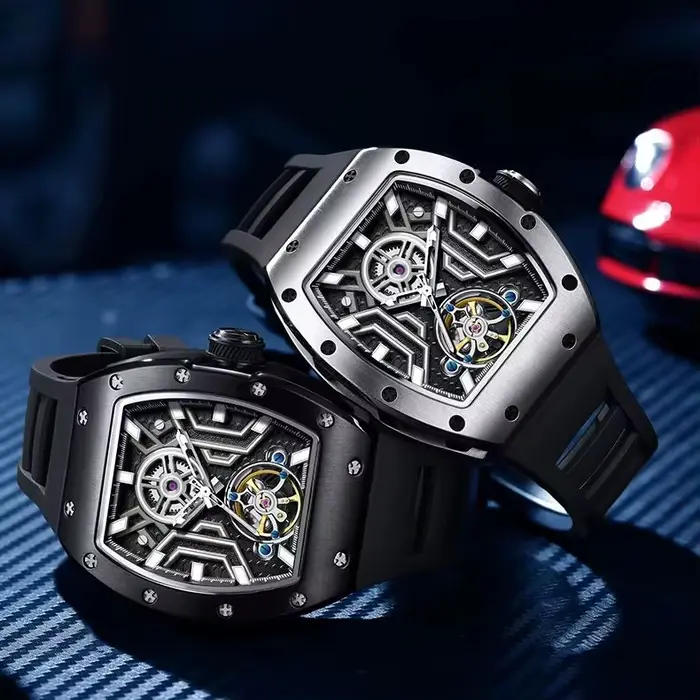 Montre-bracelet Daniel Gorman 9190-28 Sport Automatique Acier Squelette Ajouré Occasions Spéciales Robuste Confortable