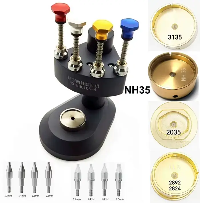 Outil de réparation de montre presse-aiguilles NH35 pour horlogers et amateurs avec conseils d'entretien polyvalents pour divers mouvements horlogers