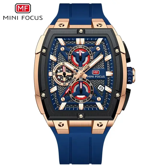 Montre à quartz multifonctionnelle chronographe FOCUS 0602G, sport, étanche 5ATM, bracelet en silico