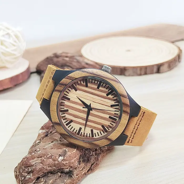 Montres-bracelets en bois Vintage pour hommes et femmes