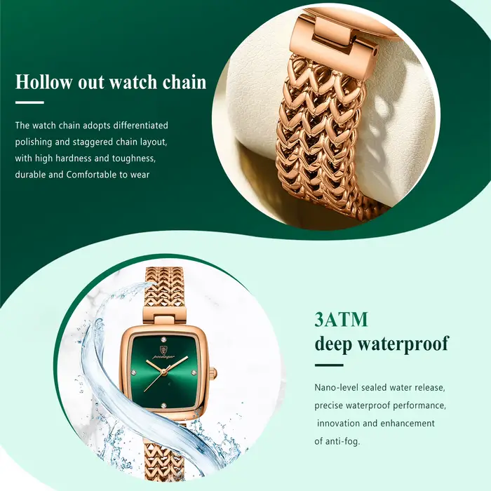 POEDAGAR montre carrée de luxe pour femme étanche en acier inoxydable femmes montres à Quartz
