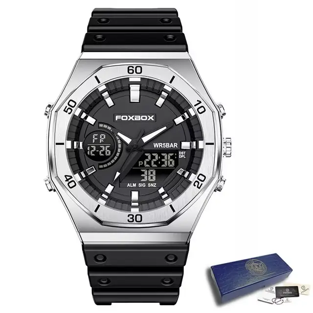 Montre-bracelet chronographe à quartz avec grand cadran pour homme, montres de sport décontractées, 