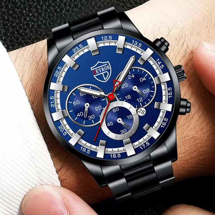 Mode hommes montres de luxe hommes sport or acier inoxydable Quartz montre-bracelet homme affaires montre en cuir décontractée часы мужɔе