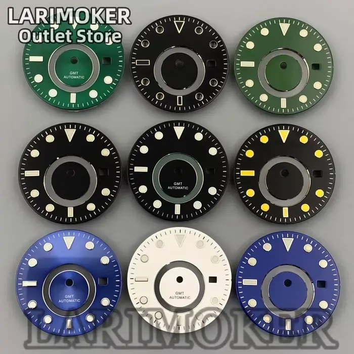LARIMOKER – cadran lumineux vert mécanique automatique GMT de 31.5mm avec aiguilles