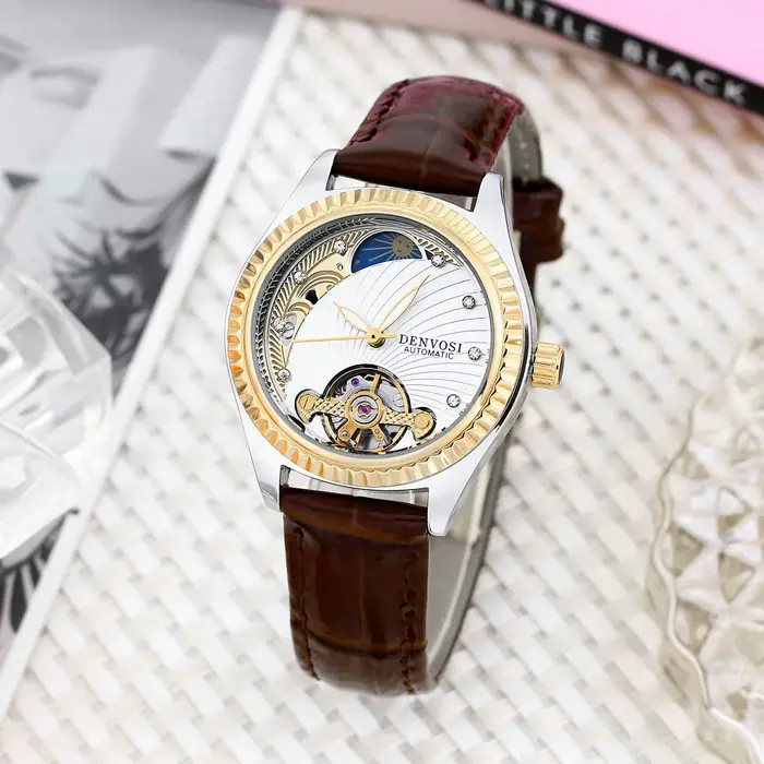 Montre mécanique automatique avec boîtier en acier de 40,5 mm de diamètre et 10 mm d'épaisseur, verr