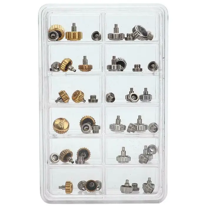 Couronnes de montre étanches, outils de réparation de remplacement assortis avec boîte, 48 pièces