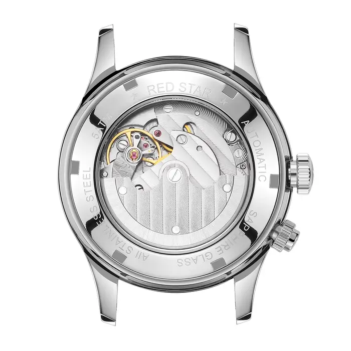 Montre mécanique Red Star 40mm acier inoxydable avec calendrier complet pour hommes occasions spéciales