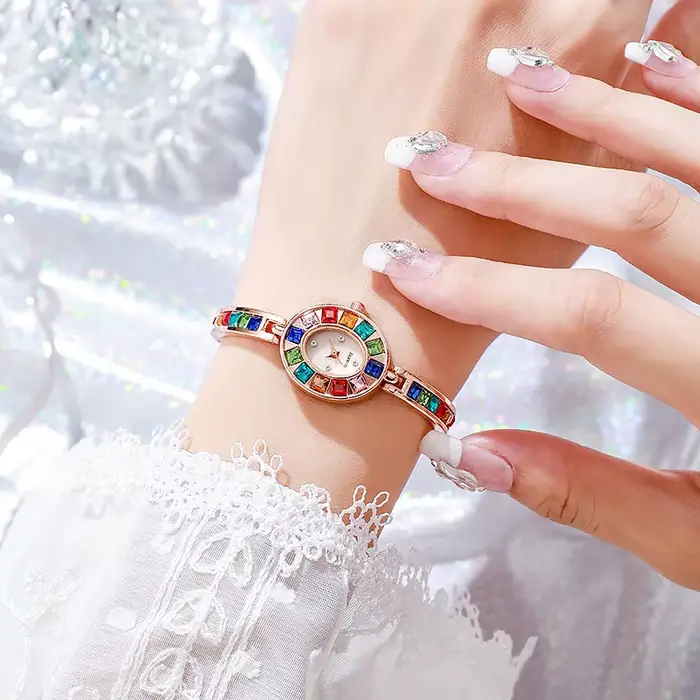 Mode strass femmes montre cadran carré dames montres à Quartz Bracelet bande
