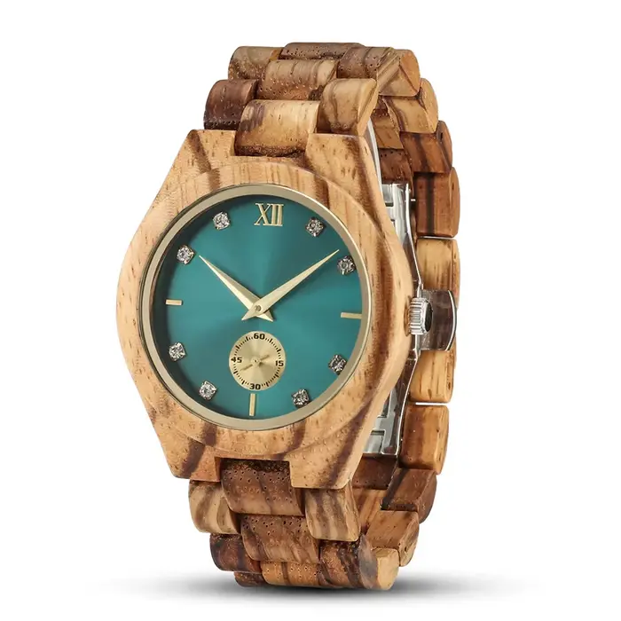 Montre-bracelet en bois pour femme, cadran diamant simulé, horloge en bois, femme, petite amie, mode