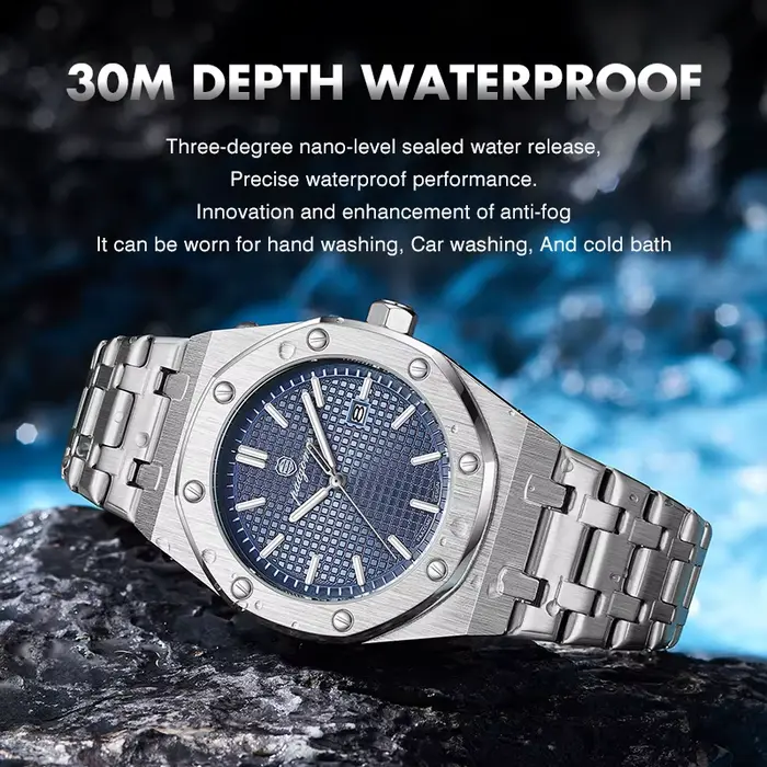 PAAZOMU luxe carré homme montre à Quartz étanche lumineux Date
