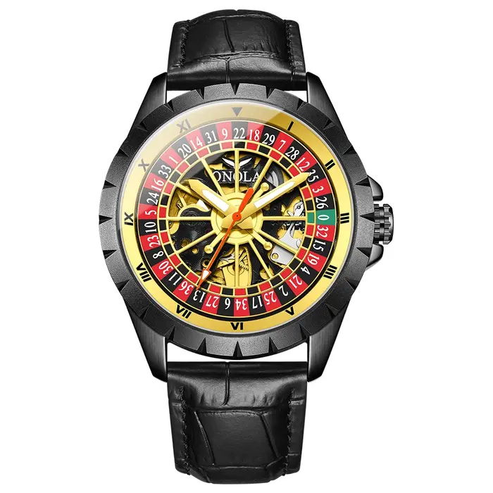 ONOLA nouvelle marque Design hommes montres mécaniques créatif cadran rotatif Roulette montre automatique