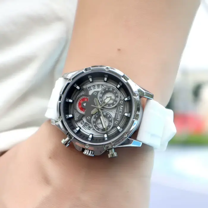 MEGIR nouvelles montres de Sport pour hommes mode chronographe montre-bracelet à Quartz avec bracelet en Silicone aiguilles lumineuses calendrier étanche