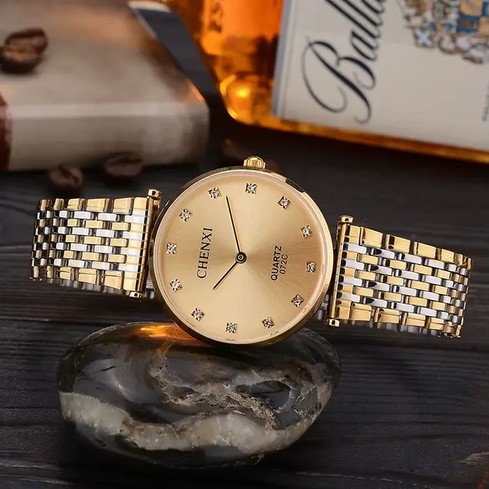 Chenxi-Montres à quartz en acier inoxydable doré pour hommes et femmes, montres décontractées pour couples, breloques de robe imperméables, style d'affaires, marque de mode, 2018