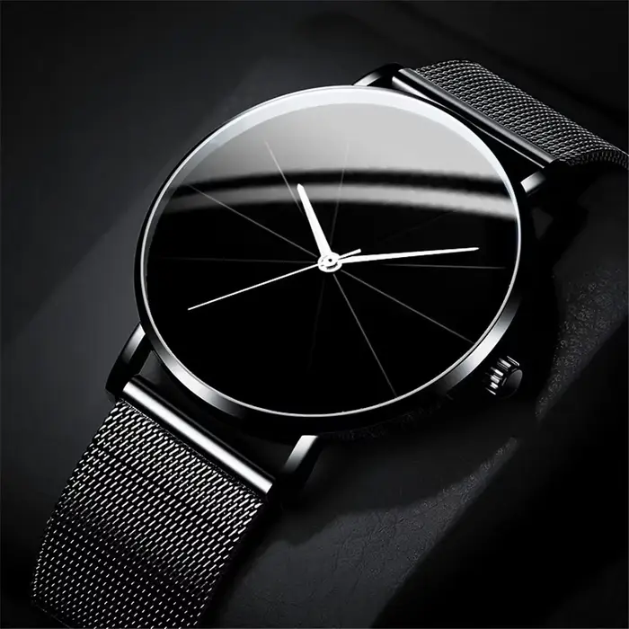 Montre à Quartz à pointeur rond décontracté