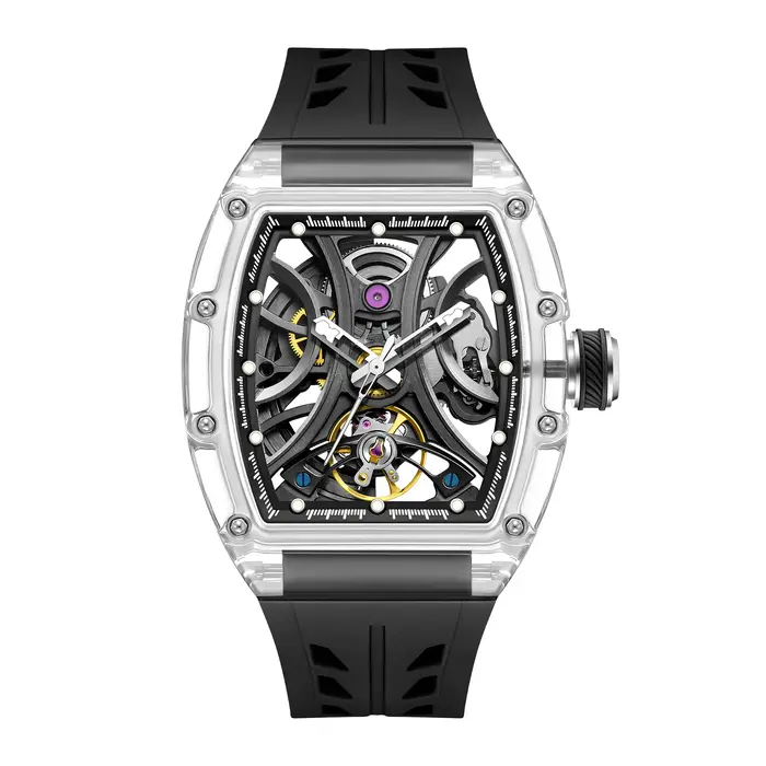 Montre Daniel Gorman Automatique Acier Inoxydable Bracelet Silicone Occasions Spéciales Activités Sportives Mode Casual Hommes