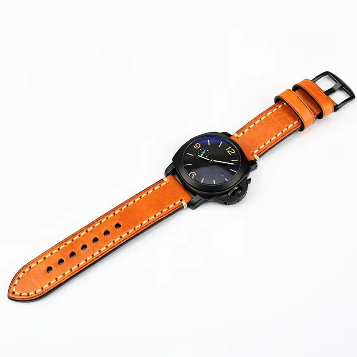 Bracelet de montre en cuir véritable noir brun clair rouge vert avec boucle en acier inoxydable pour montres traditionnelles occasions spéciales