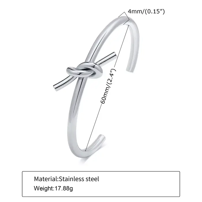 Bracelets à nœuds en acier inoxydable, bracelet à ouverture réglable délicat, bracelet de mariage à 