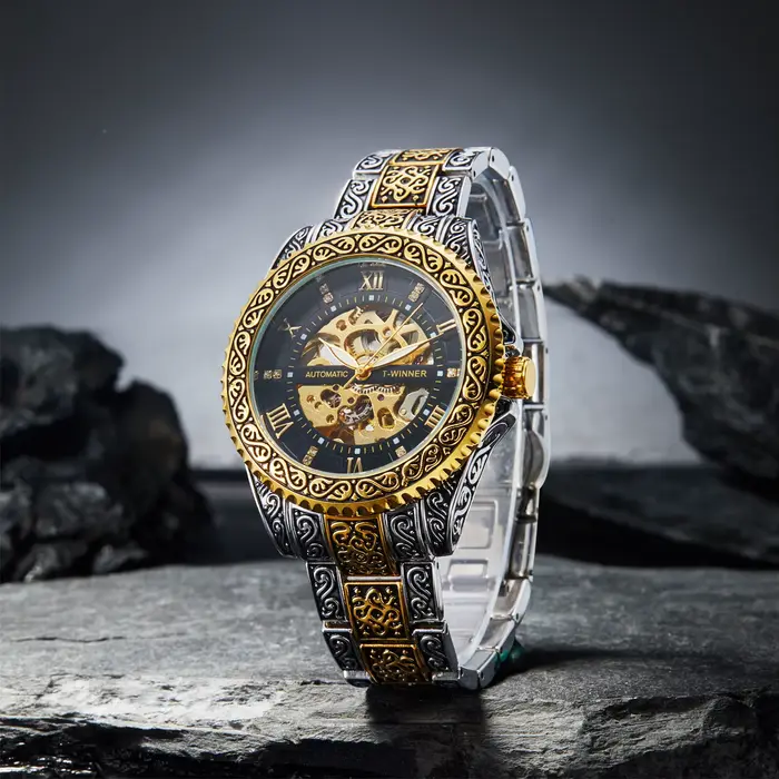 WINNER Montre mécanique squelette rétro royale pour homme