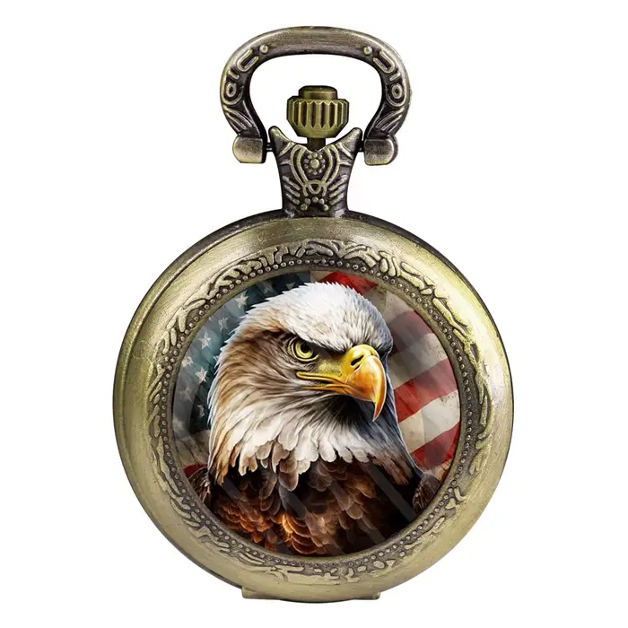 Montre de poche à Quartz avec pendentif aigle en Bronze doré Antique