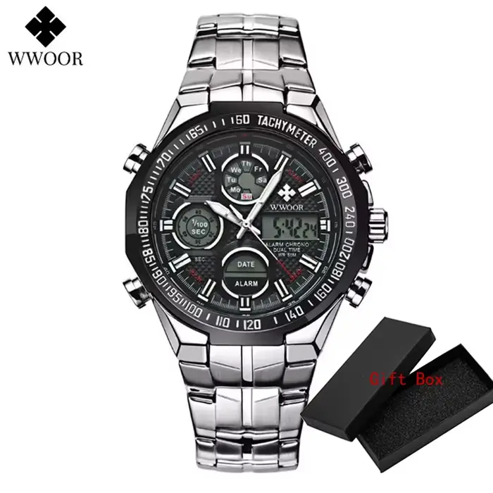 Wwoor Top marque analogique hommes 50 m étanche chronographe Sport militaire mâle horloge homme lumi
