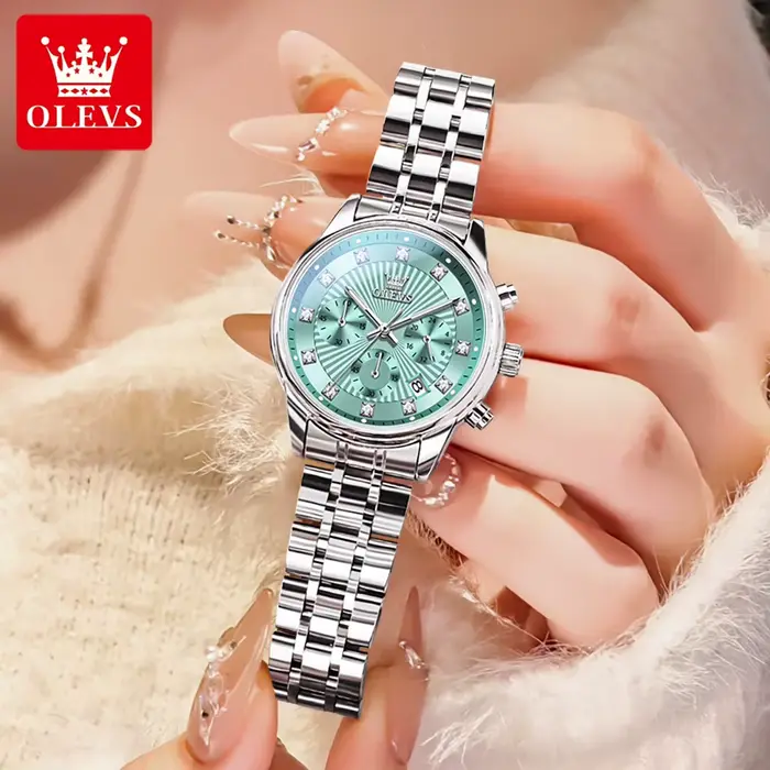 OLEVS femmes montres affaires de luxe dames mode montre à Quartz Simple haute qualité en acier inoxydable chronographe