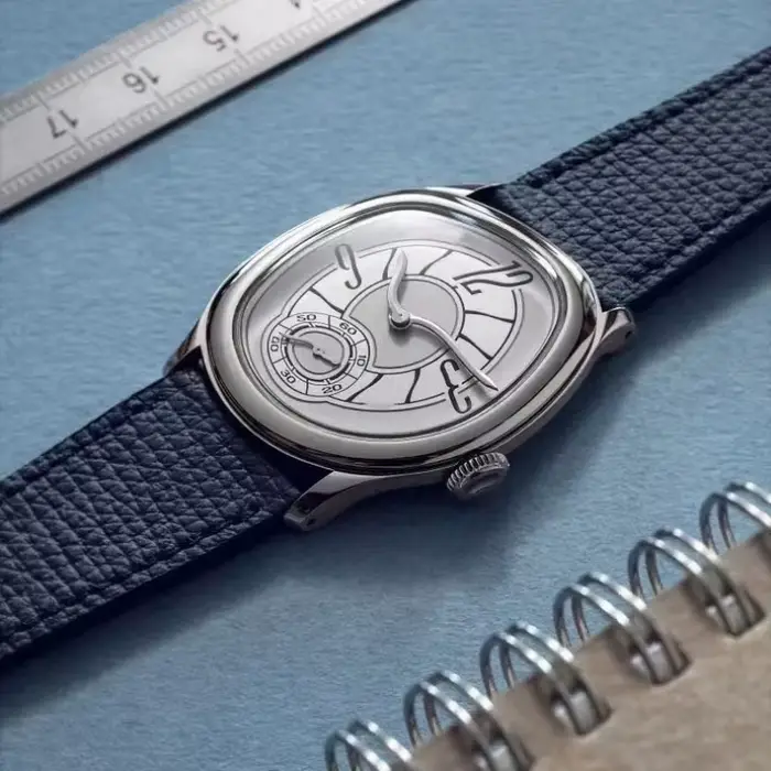 Montre STARPERISH en acier inoxydable avec bracelet en cuir pour homme et femme forme irrégulière cadran torsadé quartz multifonctionnels occasions spéciales