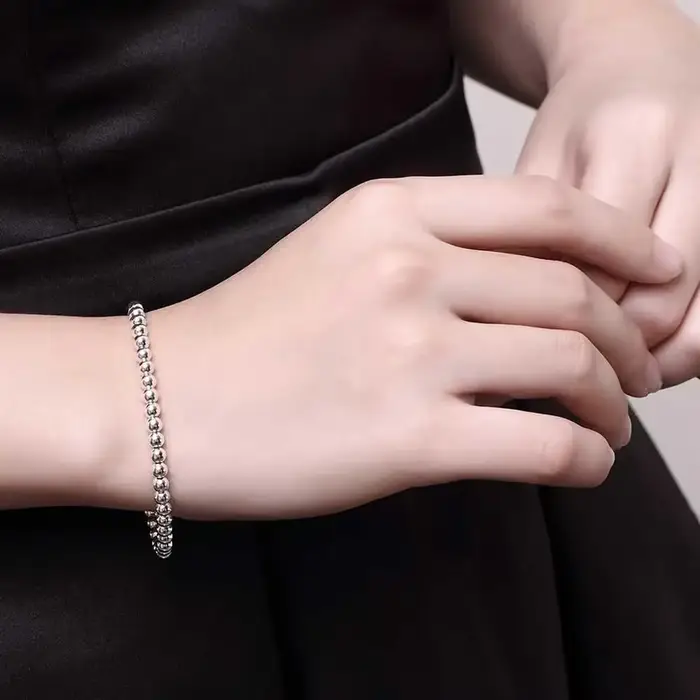 Bracelet à breloques en argent regardé 925 pour femme