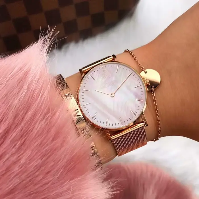 Montres de marque de luxe pour femmes mode métal maille bande analogique Quartz montre-bracelet Simple élégant dames horloge cadeau zegarek damski
