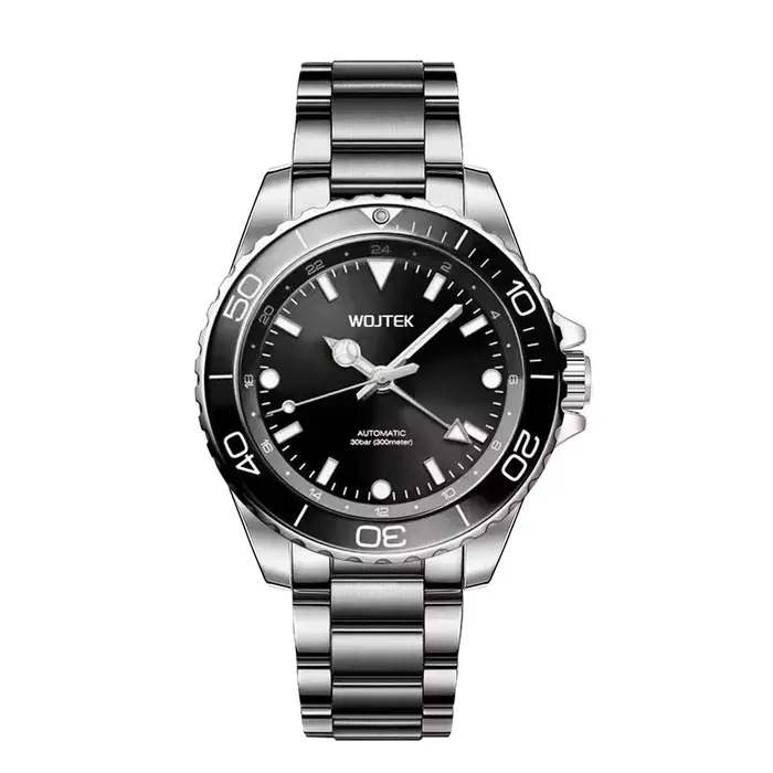 Montre mécanique automatique Submariner avec boîtier et bracelet en acier de 40 mm de diamètre et 14 mm d'épaisseur