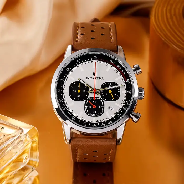 Montre homme STARPERISH à quartz multifonctionnelle avec design créatif et bracelet en cuir pour homme style mode et décontracté pour diverses occasions