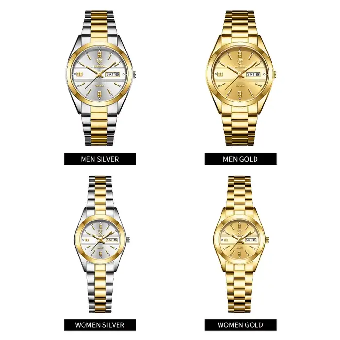 Montre-bracelet de luxe avec bracelet en acier pour homme et femme