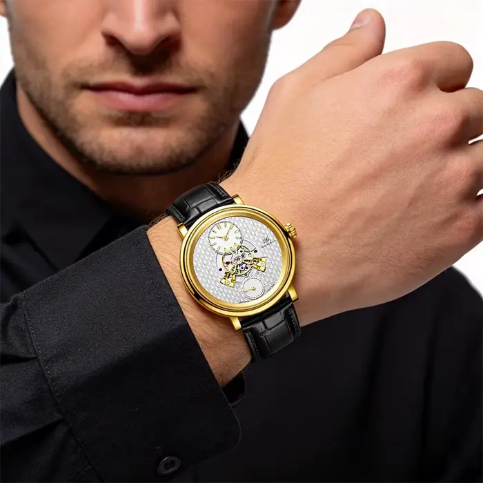 Montre mécanique pour homme Shanghai Watch THE BUND Collection automatique rotor central dôme céleste acier inoxydable cuir pour occasions spéciales