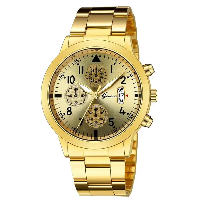 Genève-Montre à quartz en acier inoxydable pour homme