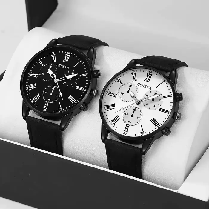 Ensemble de 1/2 montres en cuir décontractées pour couple
